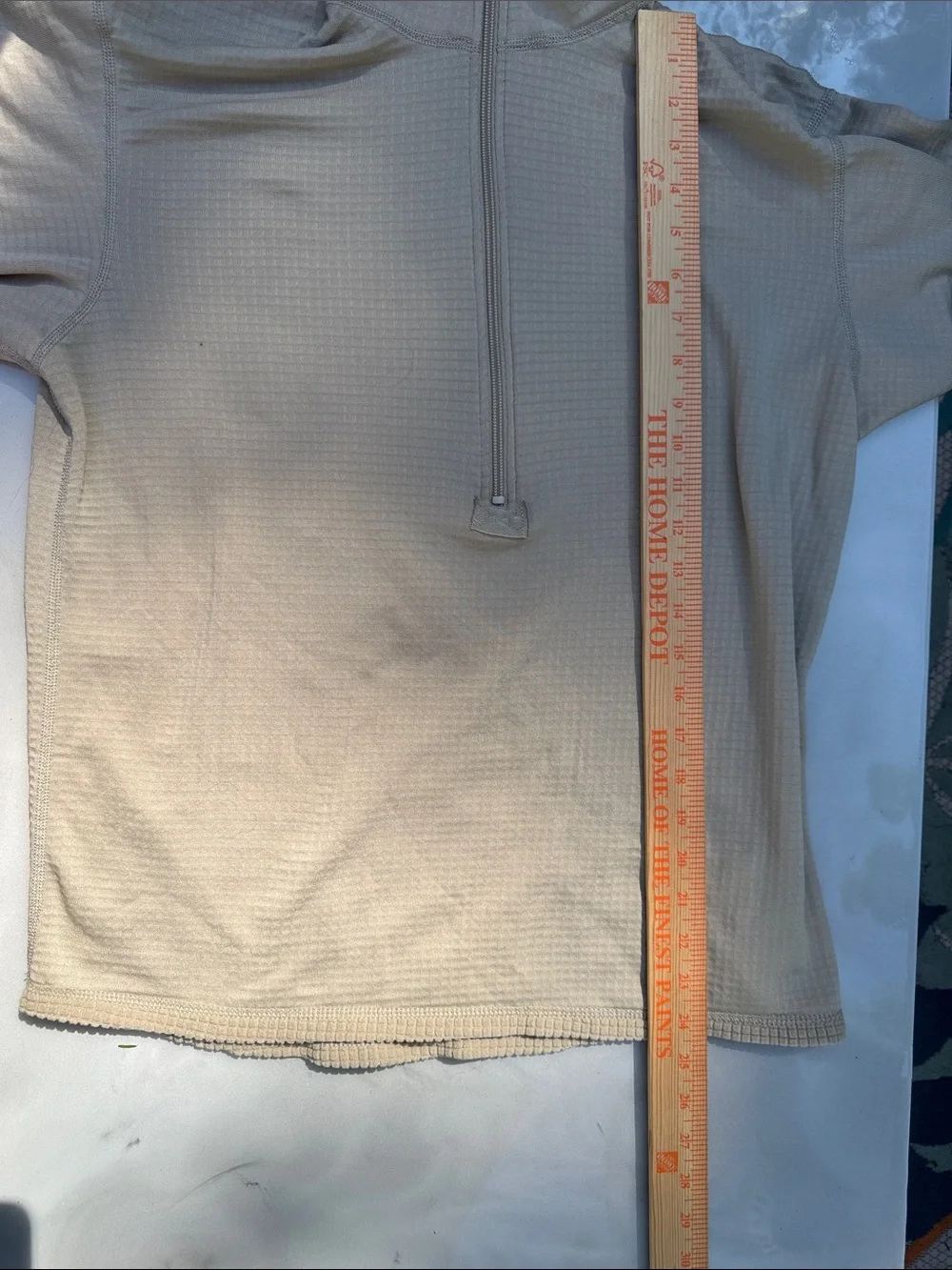 Beige Waffle Knit Quarter-Zip thermal Pullover